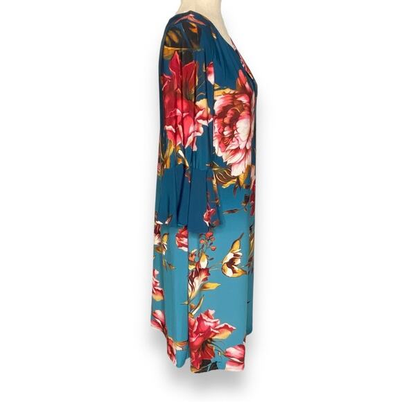 Roz & Ali Keyhole Shift Dress 3/4 Bell Sleeve Floral Print Women’s Size 1X - Picture 4 of 10